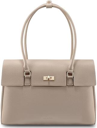 Front. Vulpecula Spade - Laptop Bag for Women Work Tote Messenger Bag Waterproof Business Office Professional Handbag Shoulder Bag - Apricot.