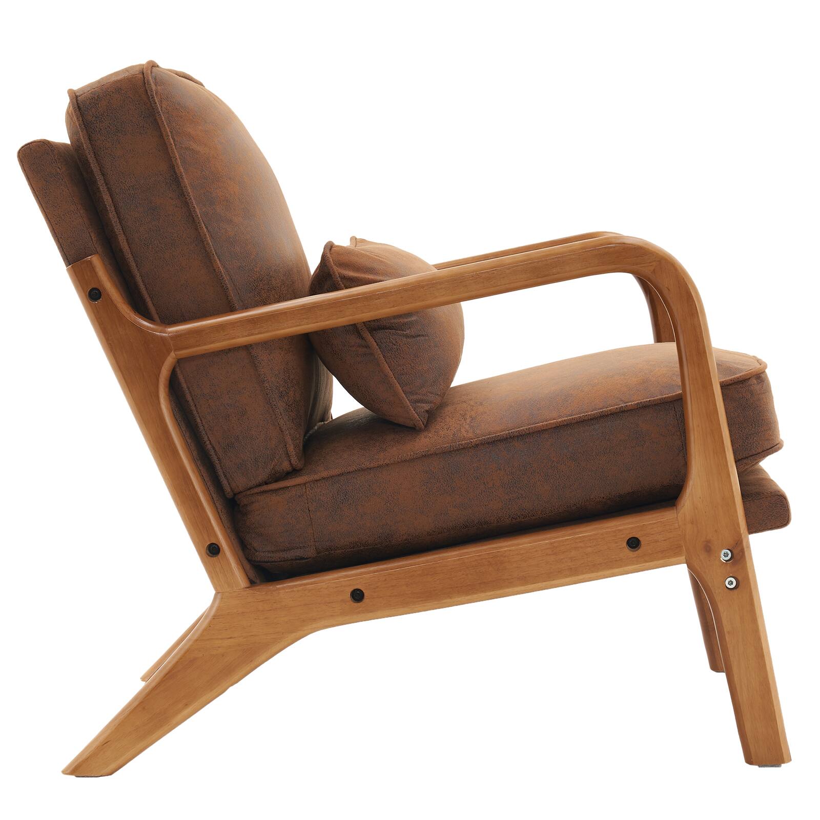 Back. SlickBlue - Modern Upholstered Lounge Chair with Armrests for Living Room or Bedroom - Brown.