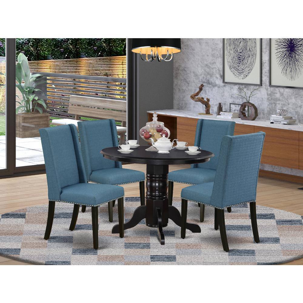 Back. East West Furniture - Dining Room Set Black - Brown.