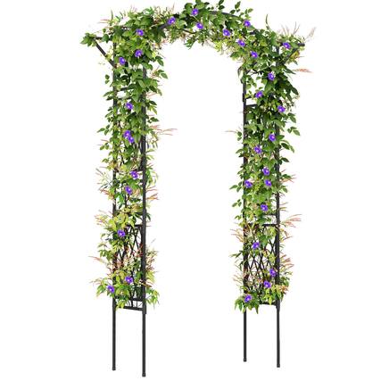Front. Costway - Costway 83" Garden Arch Trellis for Climbing Plants with Upgraded Metal Frame for Flowers - Black.