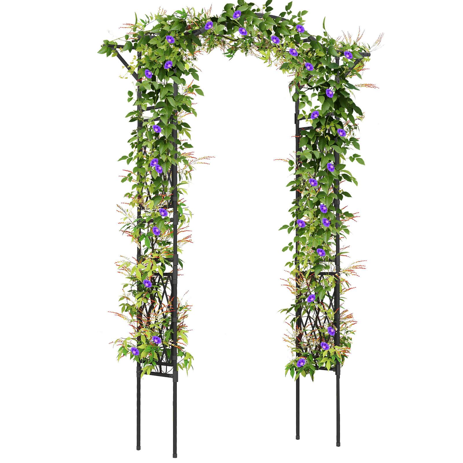 Costway - 83" Garden Arch Trellis for Climbing Plants with Upgraded Metal Frame for Flowers - Black