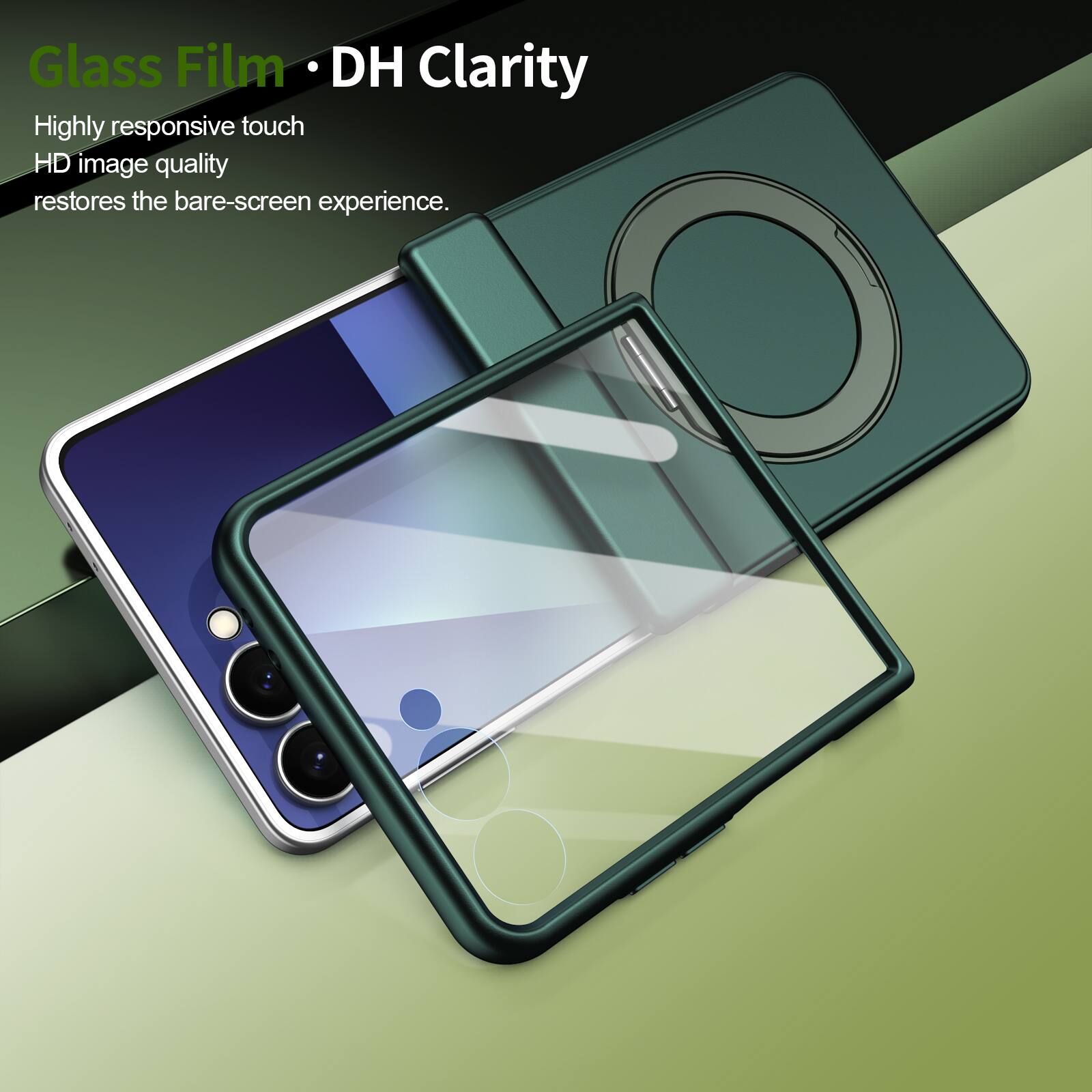 Glass Film • DH Clarity

Highly responsive touch  
HD image quality  
restores the bare-screen experience.