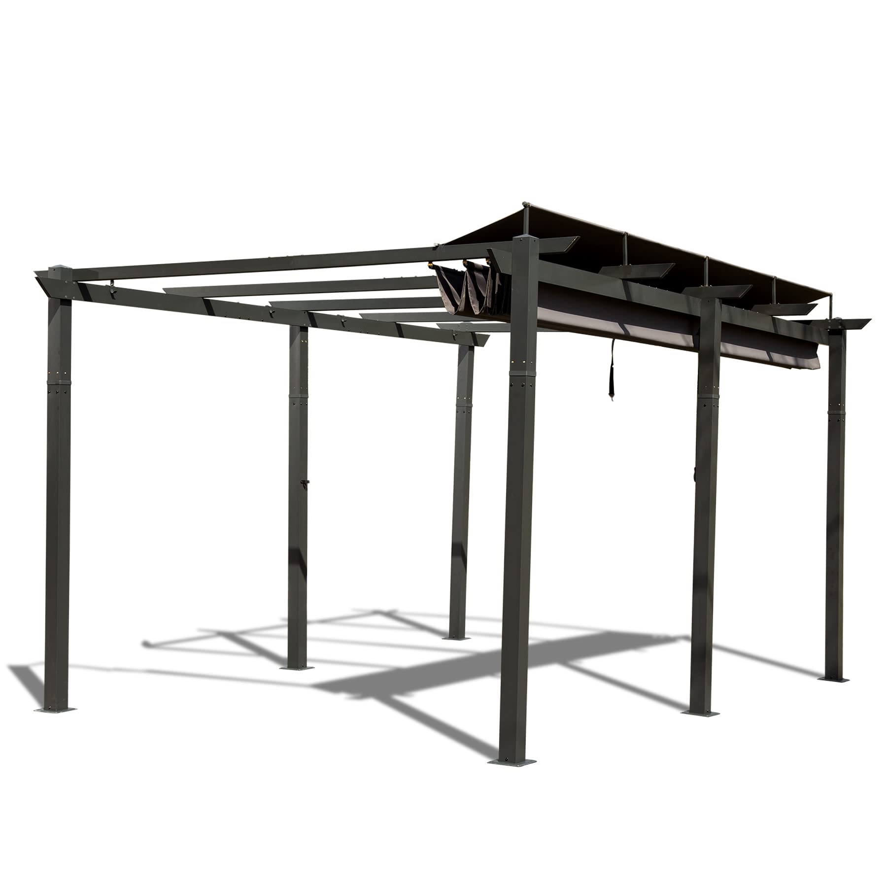 Boyel Living - Outdoor Aluminum Retractable Pergola with Weather Resistant Canopy - Dark Gray