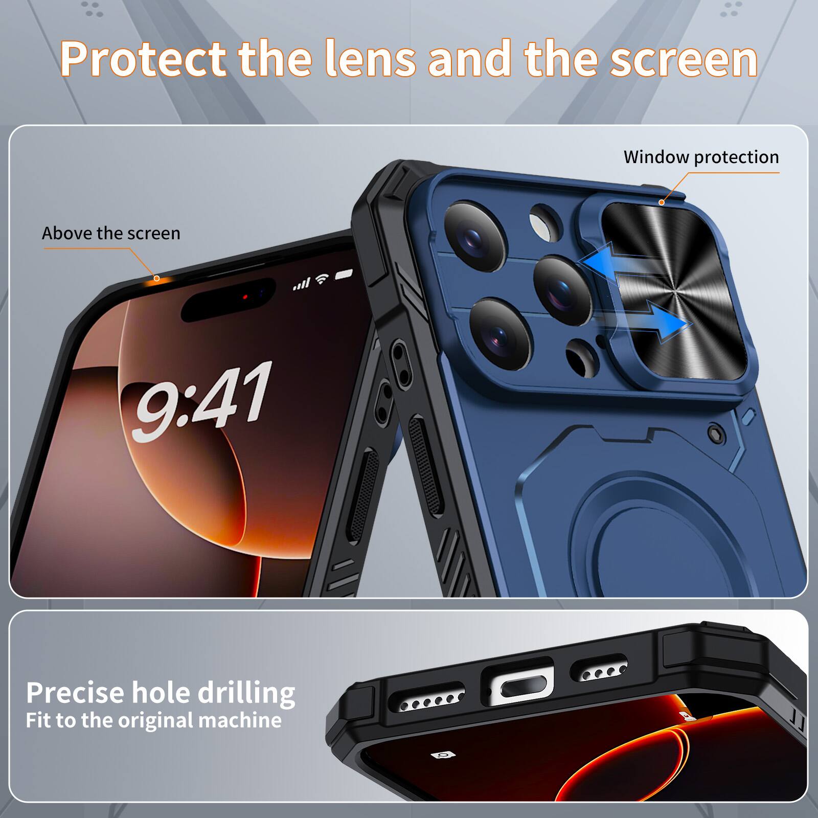 Protect the lens and the screen

Window protection

Above the screen

9:41

Precise hole drilling

Fit to the original machine