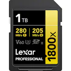 1 TB 280 MB/s R 205 MB/s W V60 3 XC II PROFESSIONAL Lexar 1800x