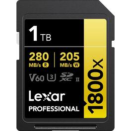 Lexar - 1TB Professional 1800x UHS-II SDXC Memory Card (GOLD Series) LSD1800001T-BNNNG