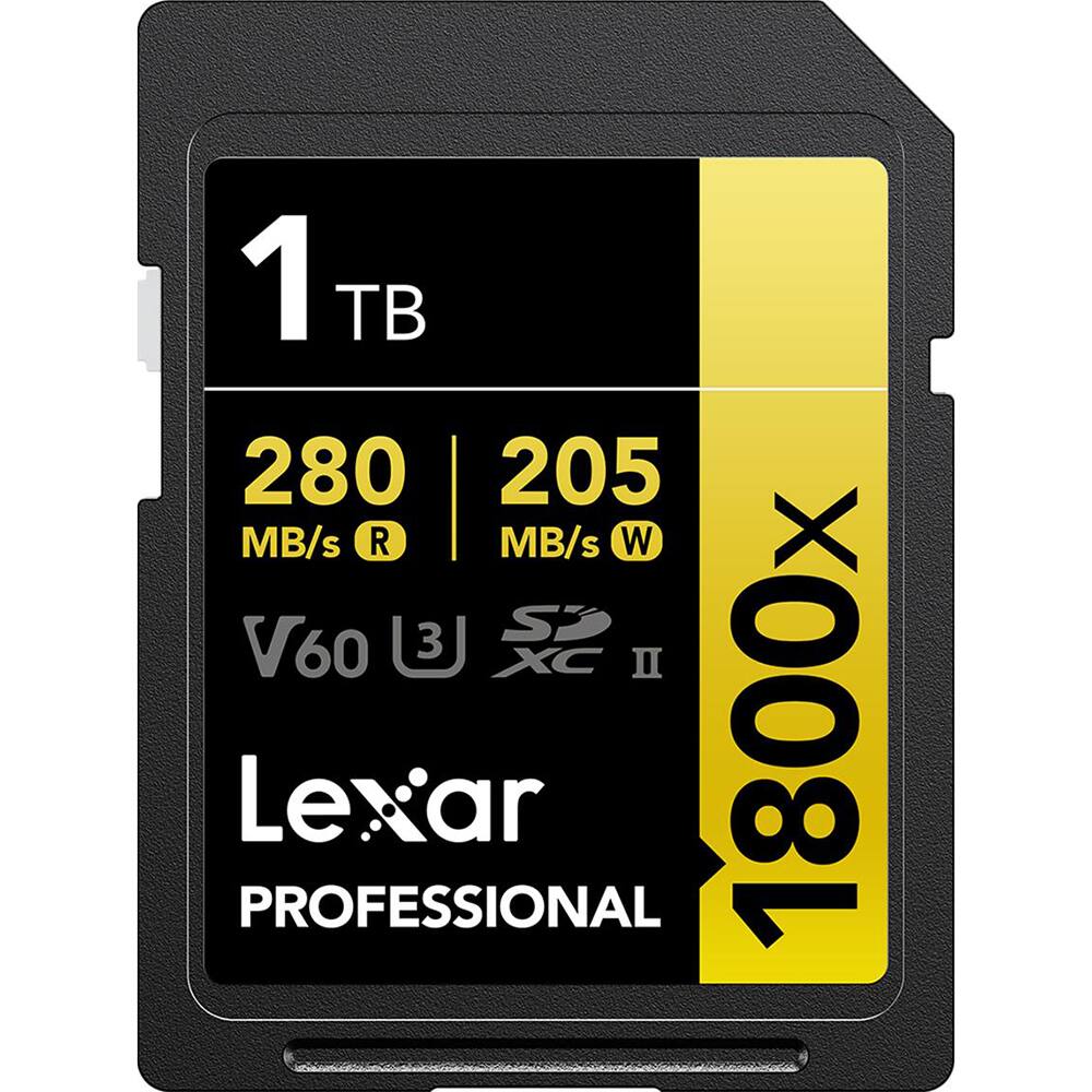 1 TB 280 MB/s R 205 MB/s W V60 3 XC II PROFESSIONAL Lexar 1800x