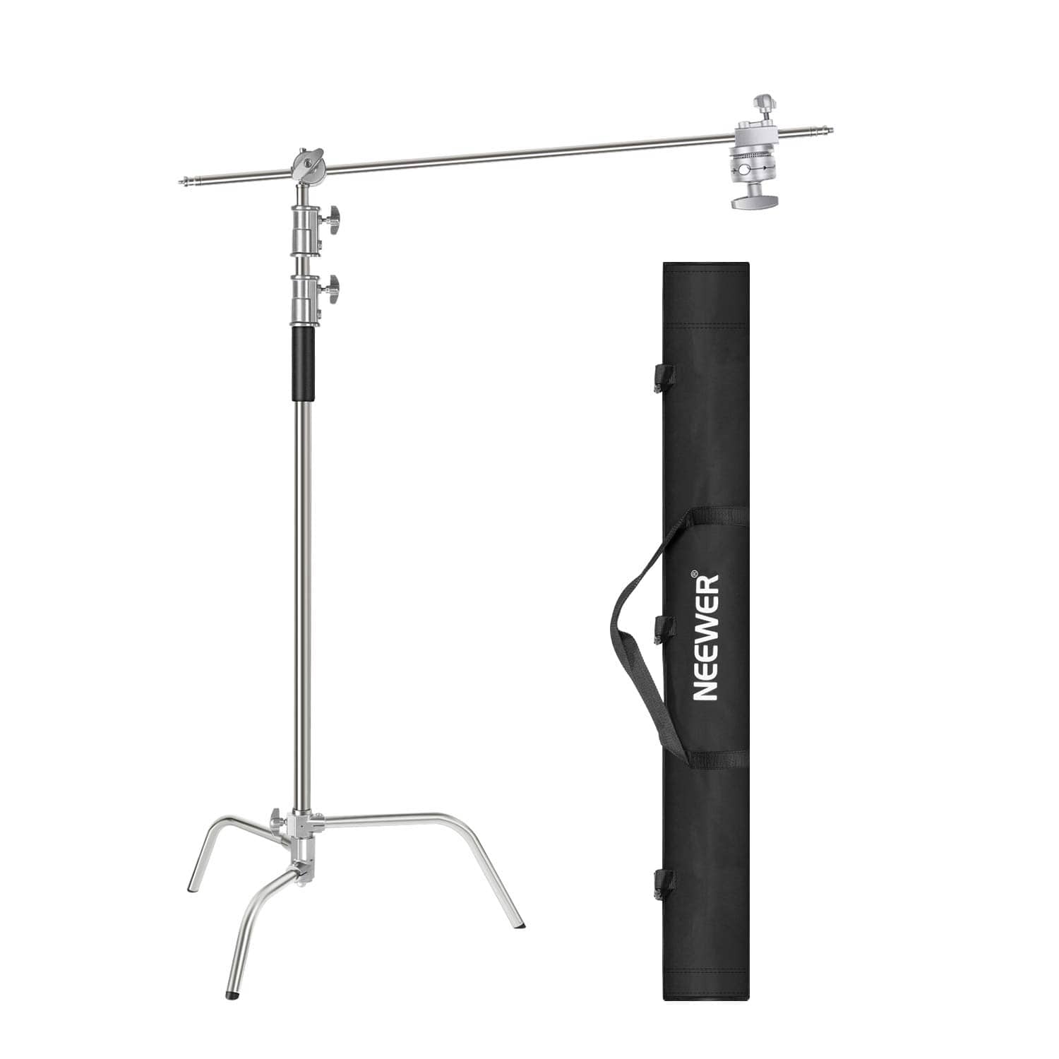 Neewer - 10ft C-Stand with 4ft Boom Arm, 2 Grip Heads, Carry Bag, Studio Photography