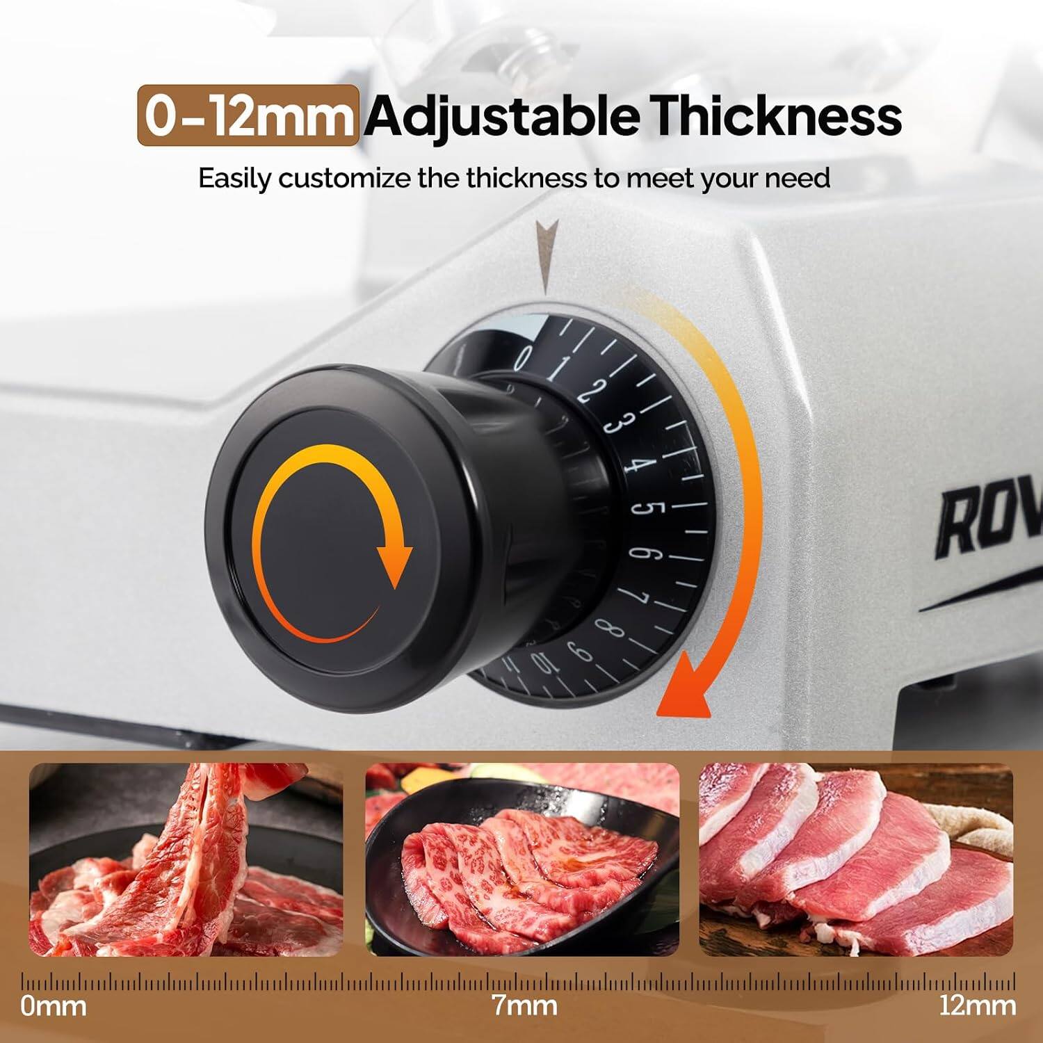 0-12mm Adjustable Thickness  
Easily customize the thickness to meet your need

0 1 2 3 4 5 6 - 7 - 8 - 11 10 6

ROV

0mm
7mm
12mm