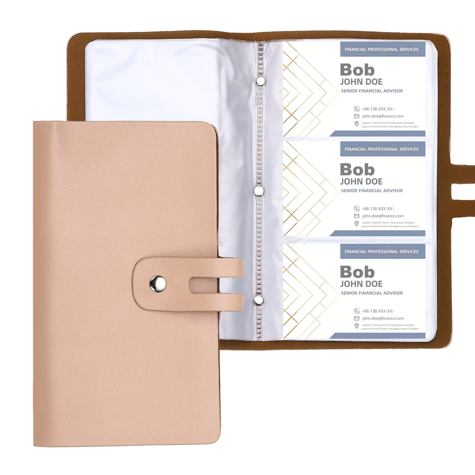 Unique Bargains - Business Card Holder 7x5" Leather, 2pcs Professional, 96-Capacity Organizer Binder Booklet Storage for Credit ID - Pink