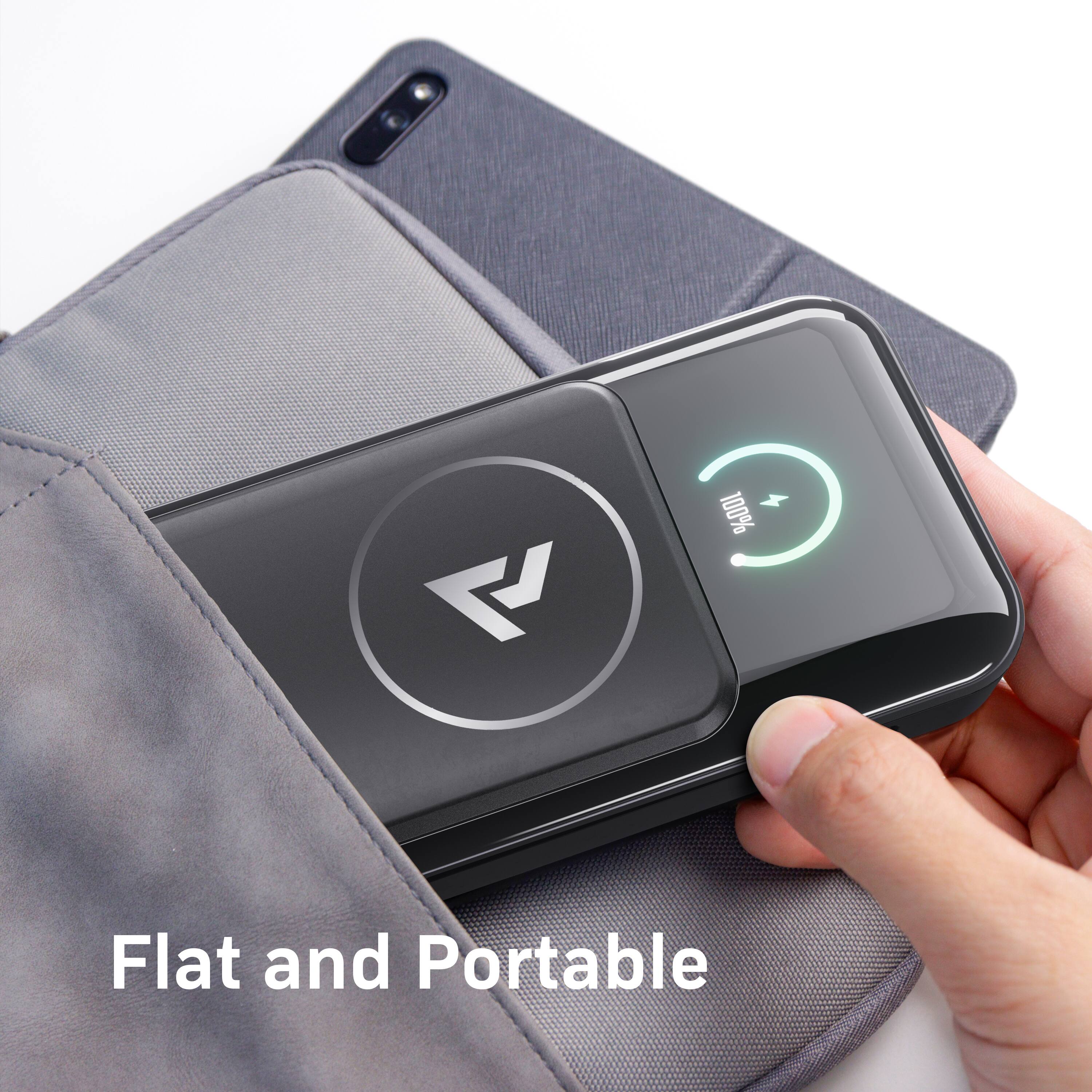 The corrected text is: "7 + 100% Flat and Portable."