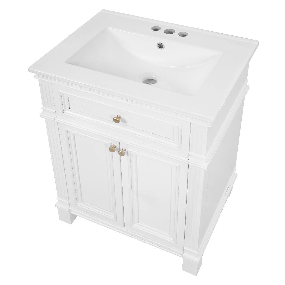 Alt View 6. Loheer - Loheer 24 inch bathroom vanity with sink White Vintage Cabinet - White.