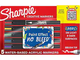 Sharpie - Water-Based Creative Markers, Brush Point, 5/Pack - Assorted Colors