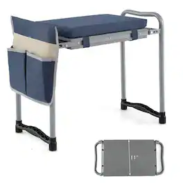 Costway - Foldable Garden Kneeler and Seat, 2-in-1 Gardening Bench, Detachable EVA Foam Pad - Navy+Black