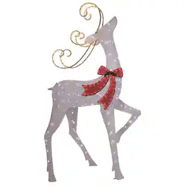 Celebrations - LED Warm White Reindeer 61 in. Yard Decor - White | Red