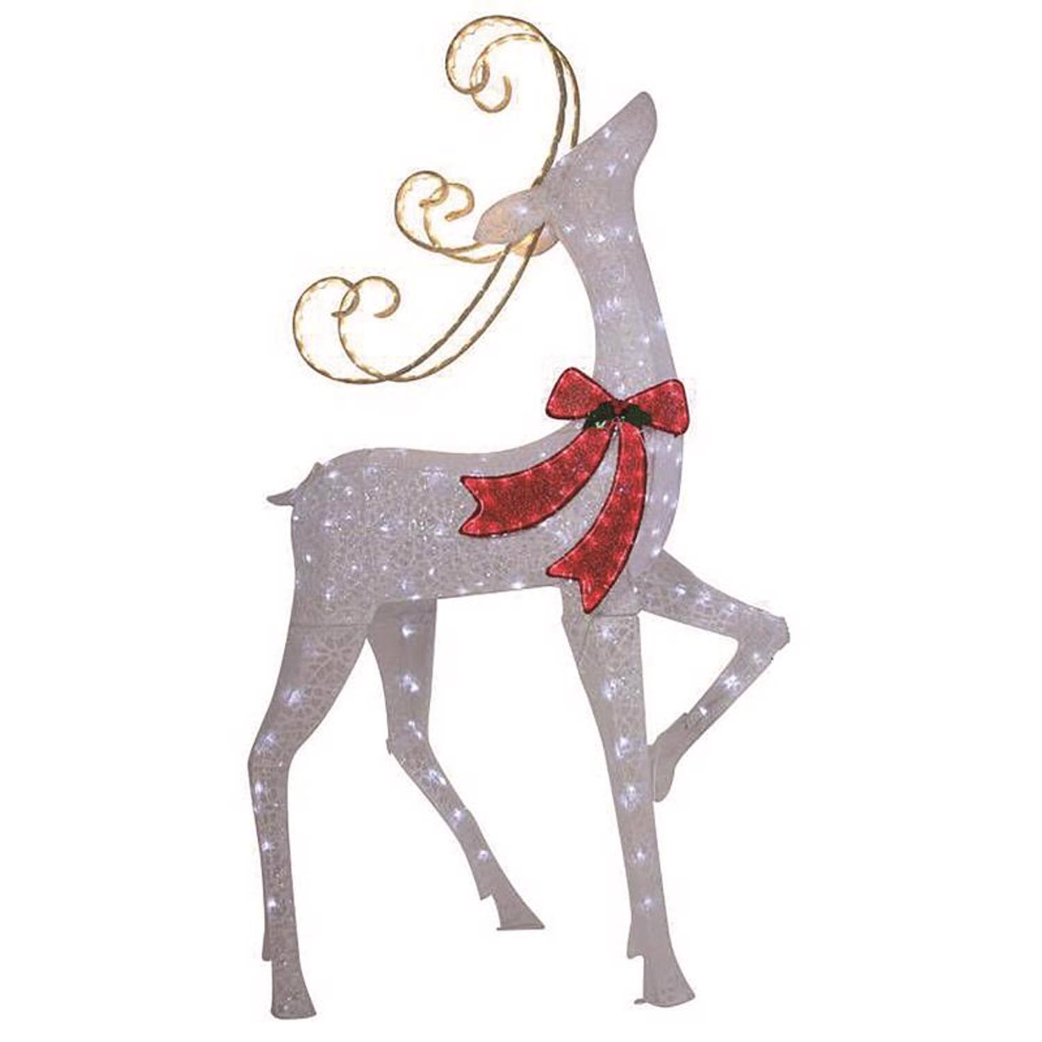 Front. Celebrations - Celebrations LED Warm White Reindeer 61 in. Yard Decor - White | Red.