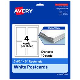 Avery - Rectangle Cards, 3.5" x 5", 40ct - Matte White