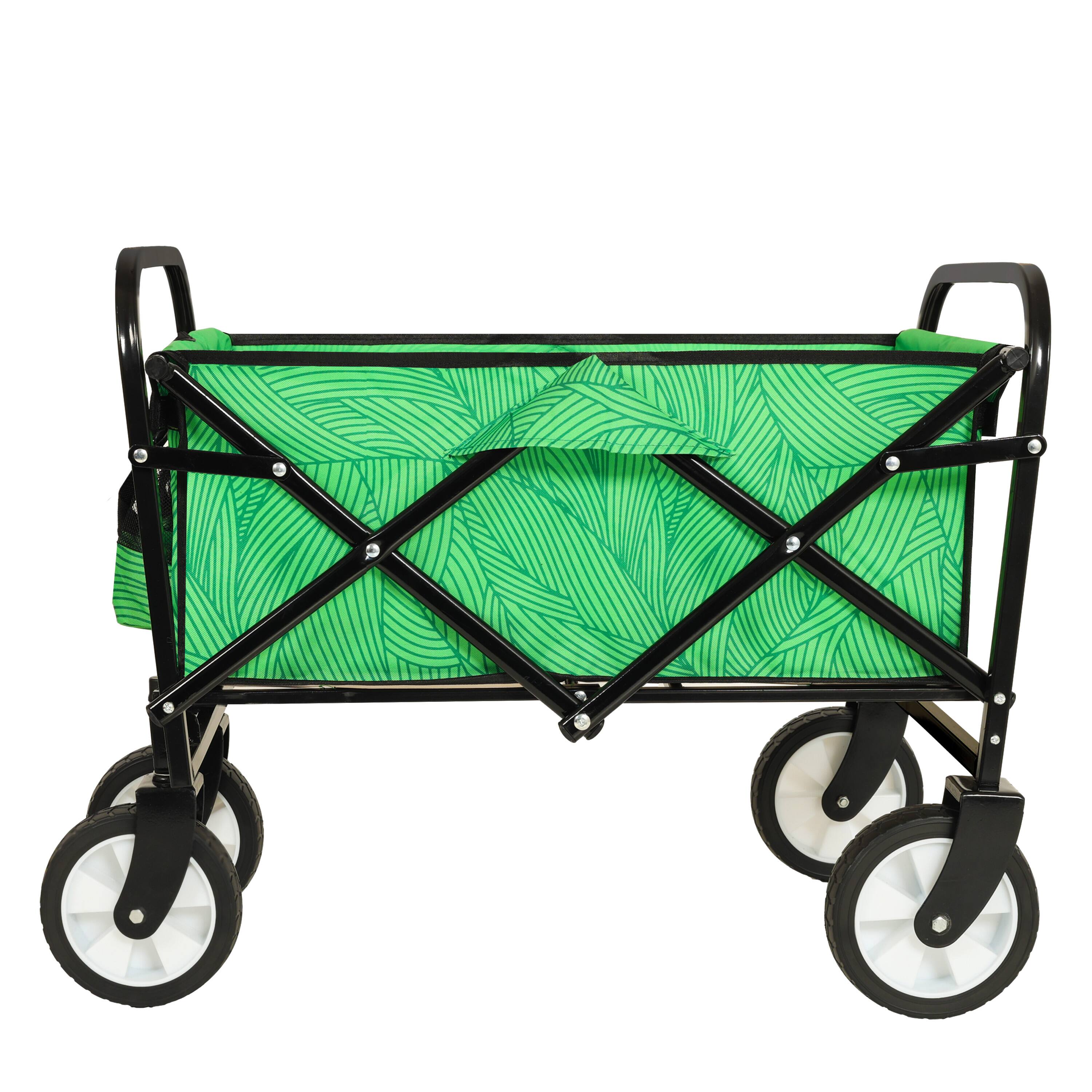 Alt View 2. APRILSOUL - Minimeetall Colorful Collapsible Foldable Wagon Cart with strapping system Supports 225lbs green line - Green.