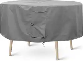 KHOMO GEAR - 94-Inch Heavy Duty Round Table & Chair Set Cover - Waterproof Outdoor Furniture Cover for Patio Dining Sets - Gray