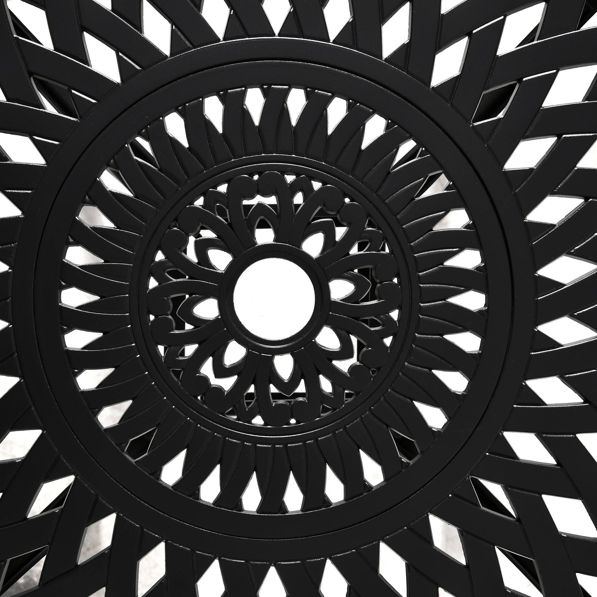 Alt View 7. Outsunny - 30" Round Patio Dining Table with Umbrella Hole, Antique Cast Aluminum Outdoor Bistro Table Only - Black.