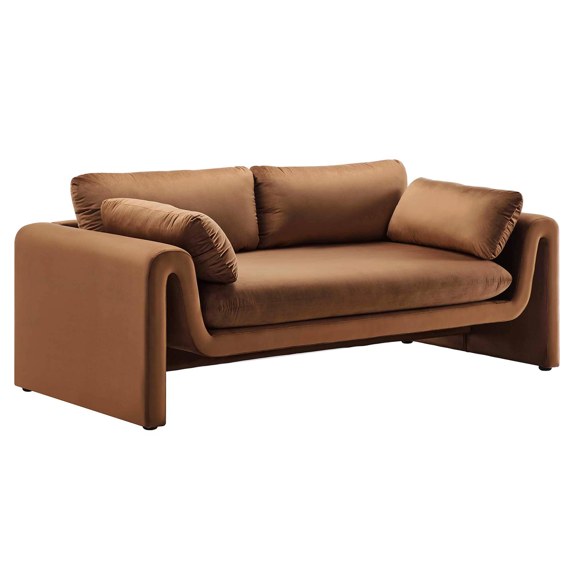 Front. Modway - Waverly Performance Velvet Sofa by Modway - Brown.
