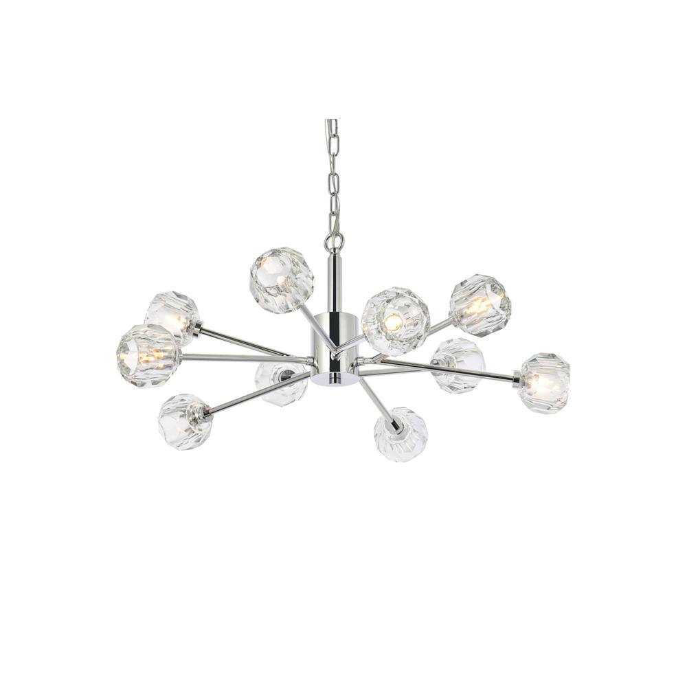 Alt View 4. Elegant Lighting - Graham 10 Light Pendant in Chrome - Chrome And Clear.