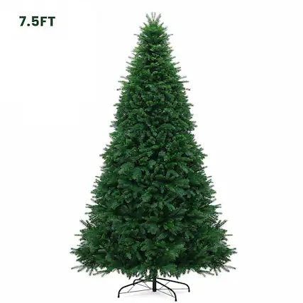 Front. VAVSEA - 7.5FT Pre Lit Christmas Tree with 1400 Tips 350 LED Lights Remote Control Metal Stand Storage Bag and Gloves - Green.