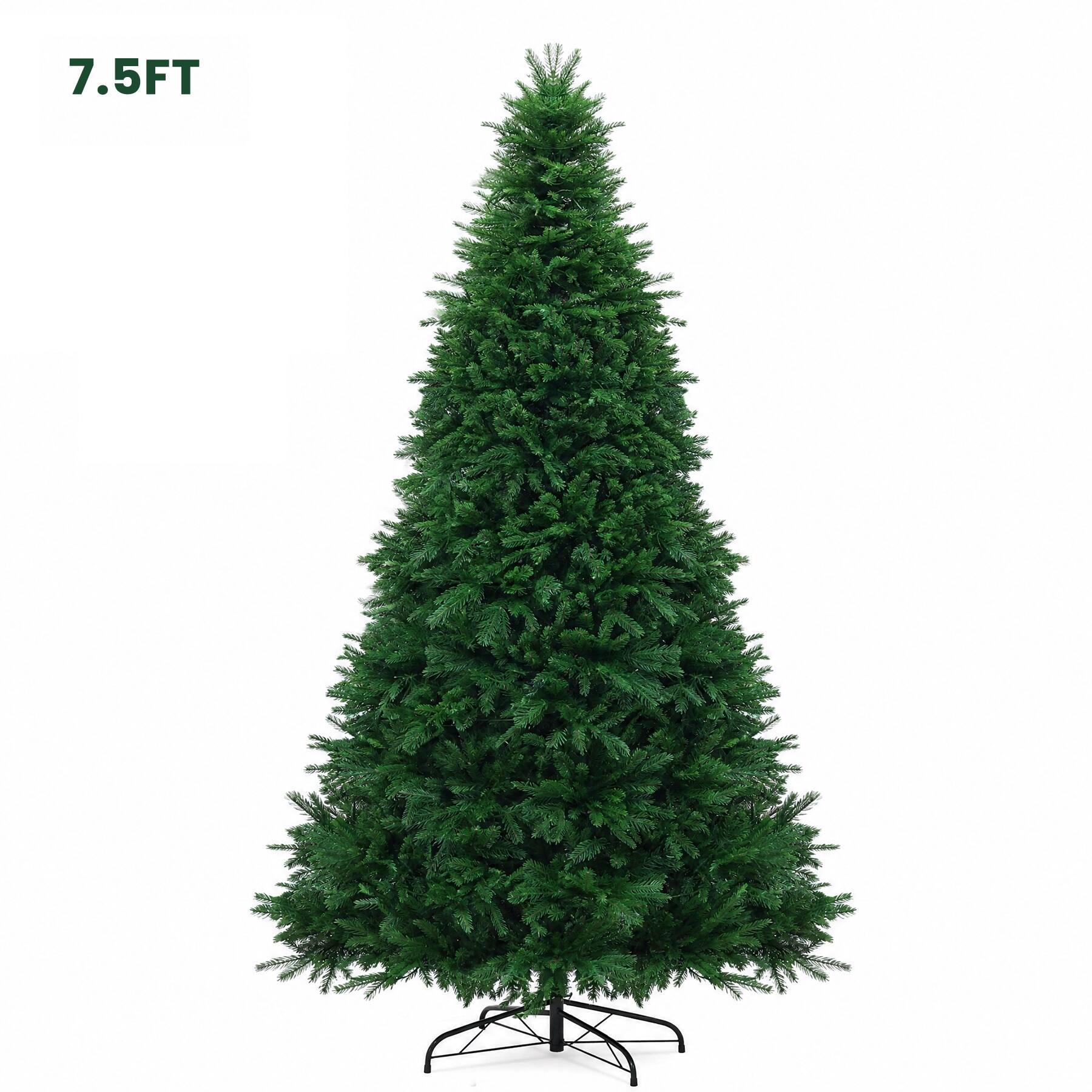 Front. VAVSEA - 7.5FT Pre Lit Christmas Tree with 1400 Tips 350 LED Lights Remote Control Metal Stand Storage Bag and Gloves - Green.