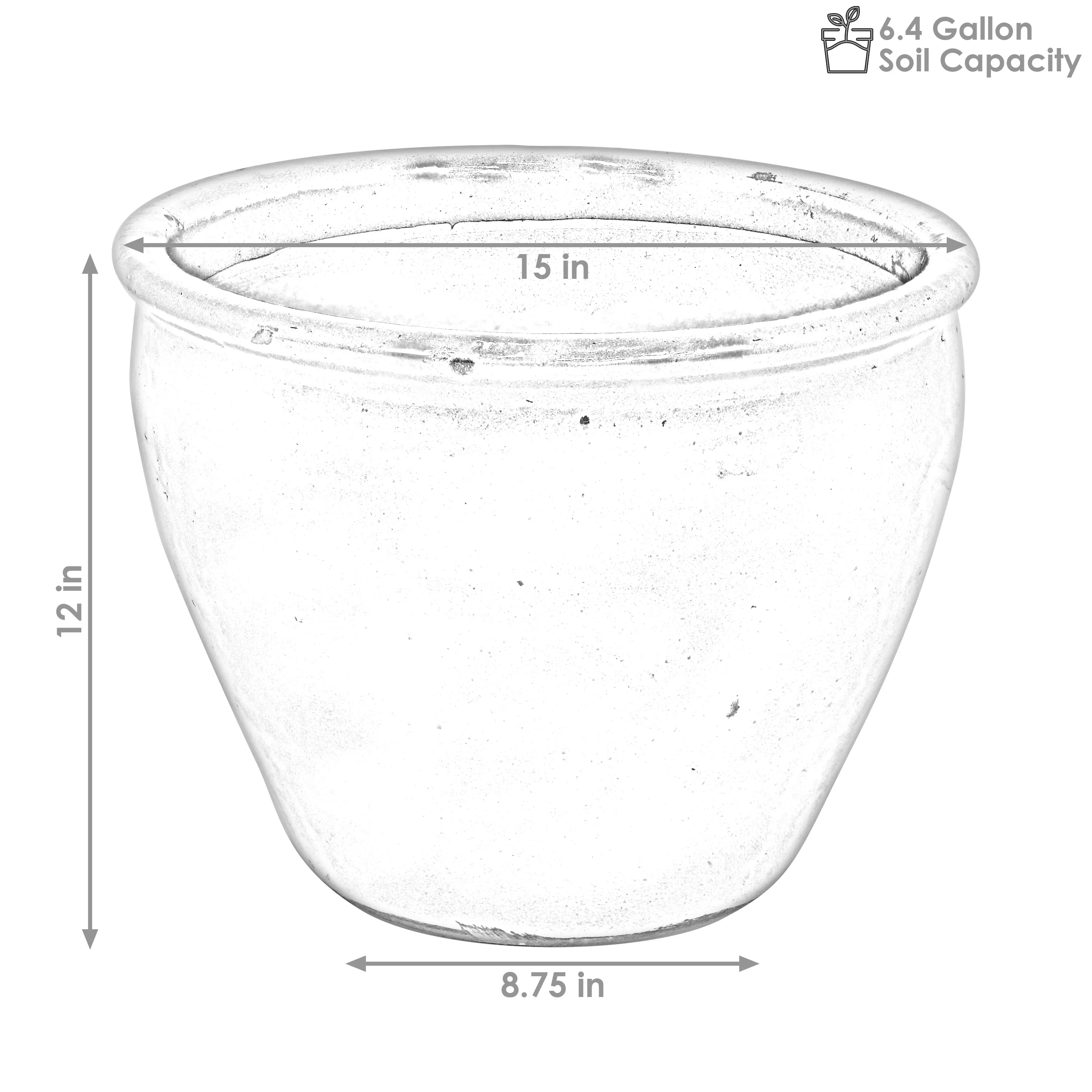 6.4 Gallon Soil Capacity

15 in

12 in

8.75 in