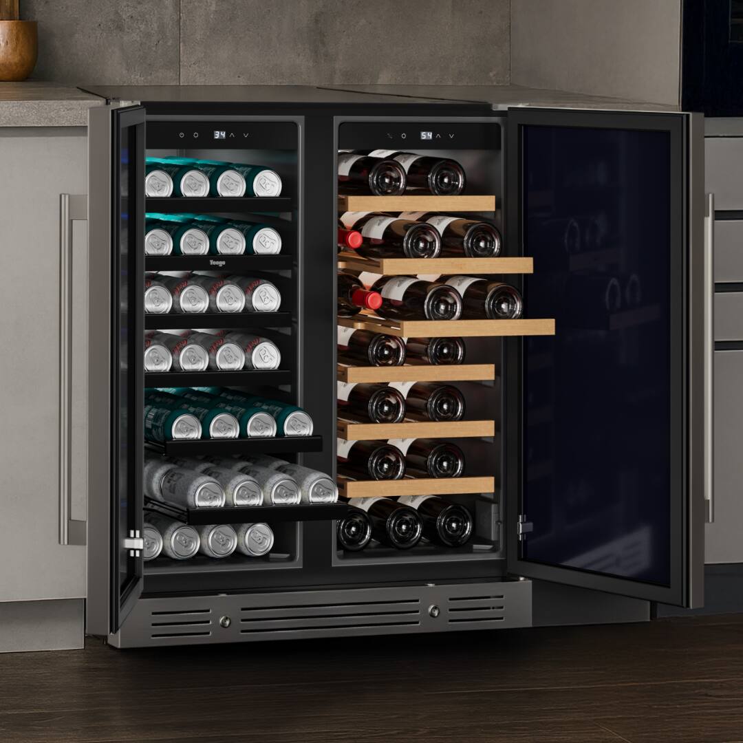 Alt View 7. Yeego - 30" Outdoor Dual Zone Wine & Beverage Cooler , 33 Bottle & 80 Can Built-in fridge-Stainless Steel - Stainless Steel.