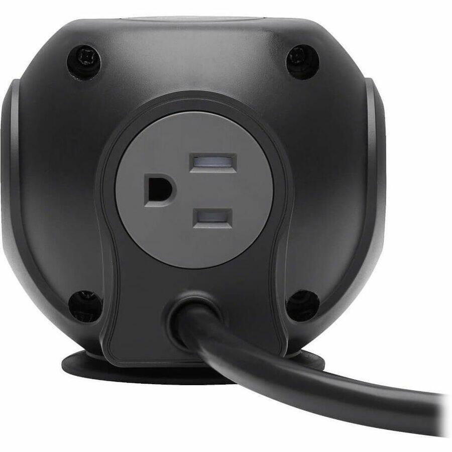 Alt View 7. Tripp Lite - Eaton Tripp Lite Series 3-Outlet Spherical Surge Protector, 4 USB Ports (4.8A Shared) - 6 ft. (1.83 m) Cord, 5-15P Plug - Black.