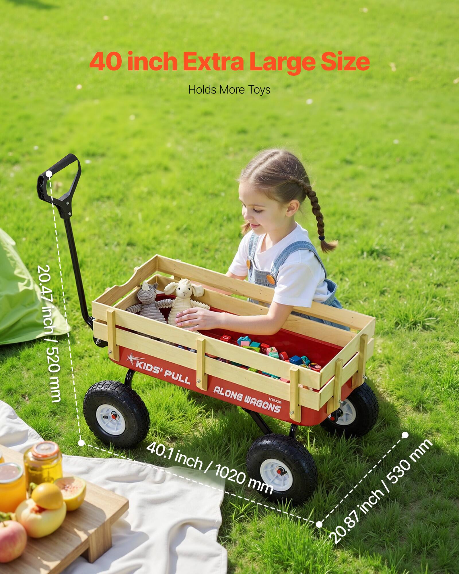 40 inch Extra Large Size  
Holds More Toys  

20.47 inch / 520 mm  
40.1 inch / 1020 mm  
20.87 inch / 530 mm