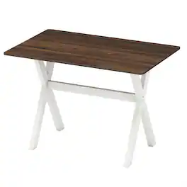 Pefilos - Modern Wooden Dining Table,X-Shaped Frame Reinforced Crossbar,Non-Slip Pads - White