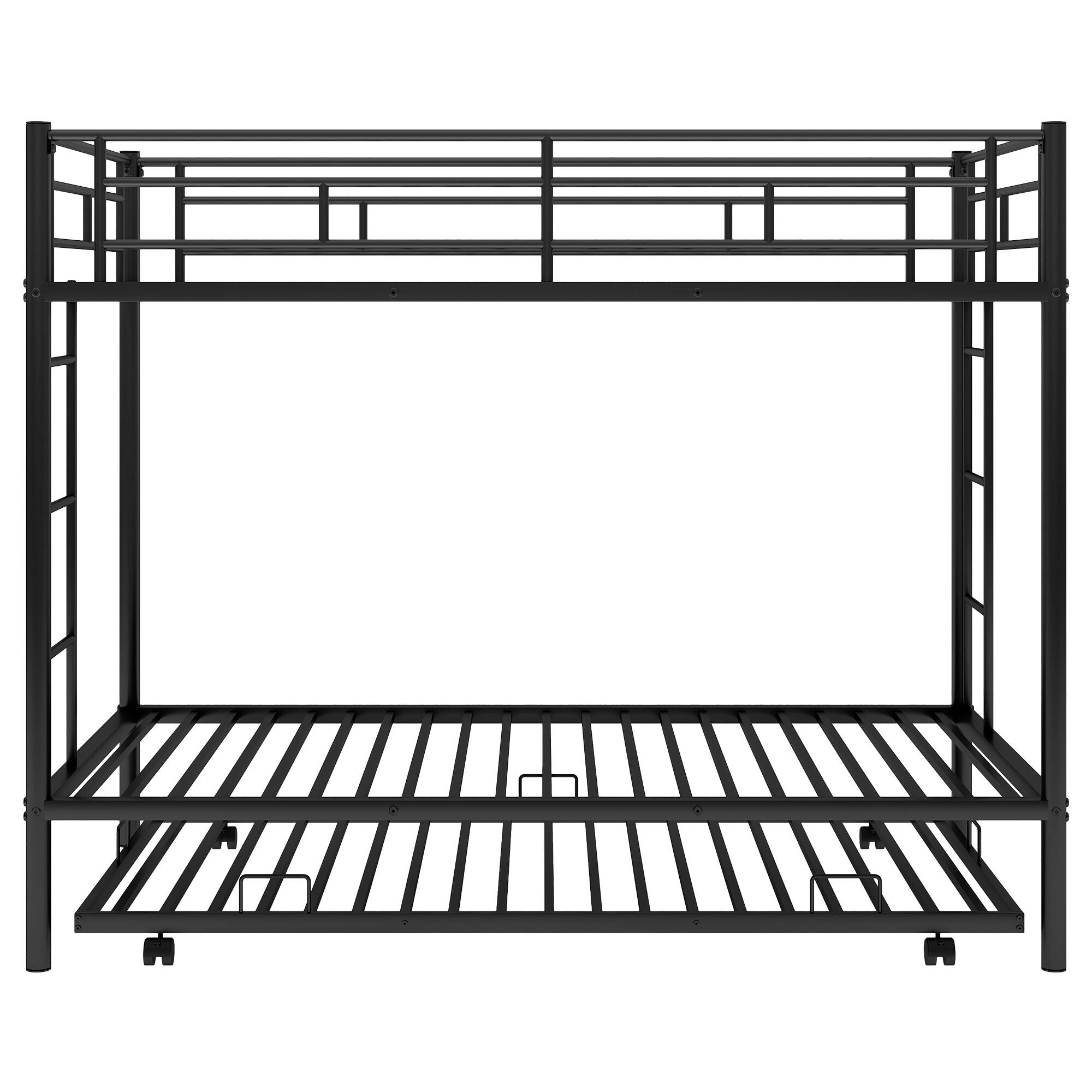 Alt View 5. GOODSILO - Twin over Twin Bunk Bed with Trundle - Black.