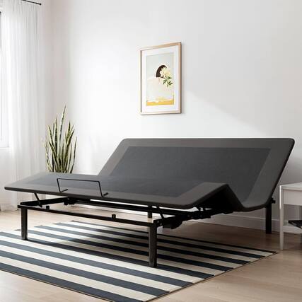 Front. Vipbear - Vipbear adjustable bed frame, head and foot height, zero-gravity bed, memory preset, double XL size/full size/large size - Black.