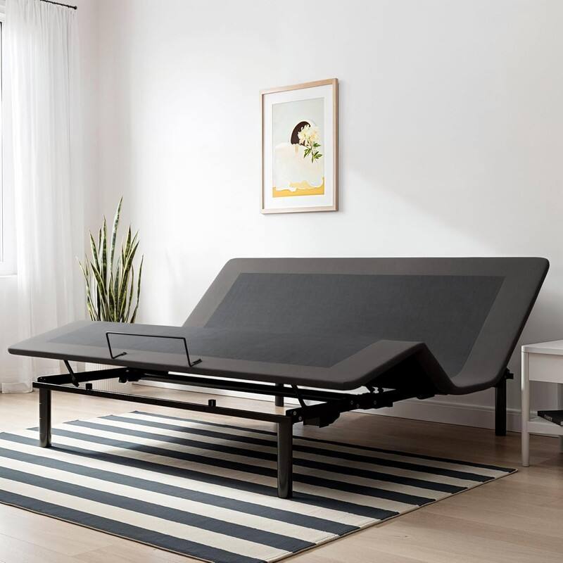 Vipbear - adjustable bed frame, head and foot height, zero-gravity bed, memory preset, double XL size/full size/large size - Black