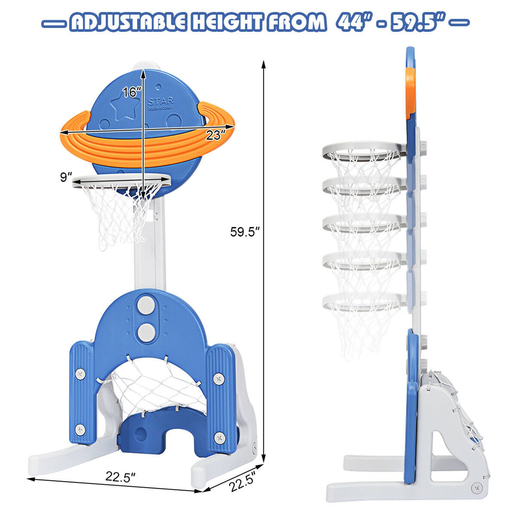 ADJUSTABLE HEIGHT FROM 44"-59.5", 16" STAR, 23", 9", 59.5", 22.5", 22.5"