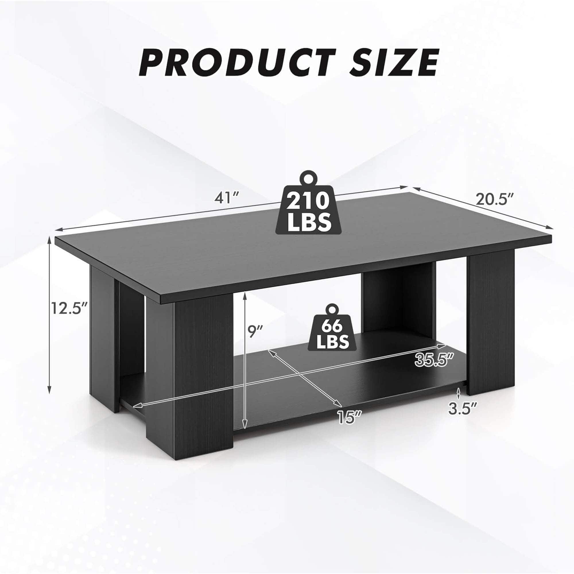 PRODUCT SIZE: 41" x 210 LBS, 20.5" x 12.5" x 9" x 66 LBS, 35.5" x 15" x 3.5"