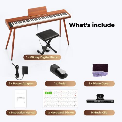Winado 88 Key Keyboard Piano Set, Full Size Digital Piano Keyboard ...