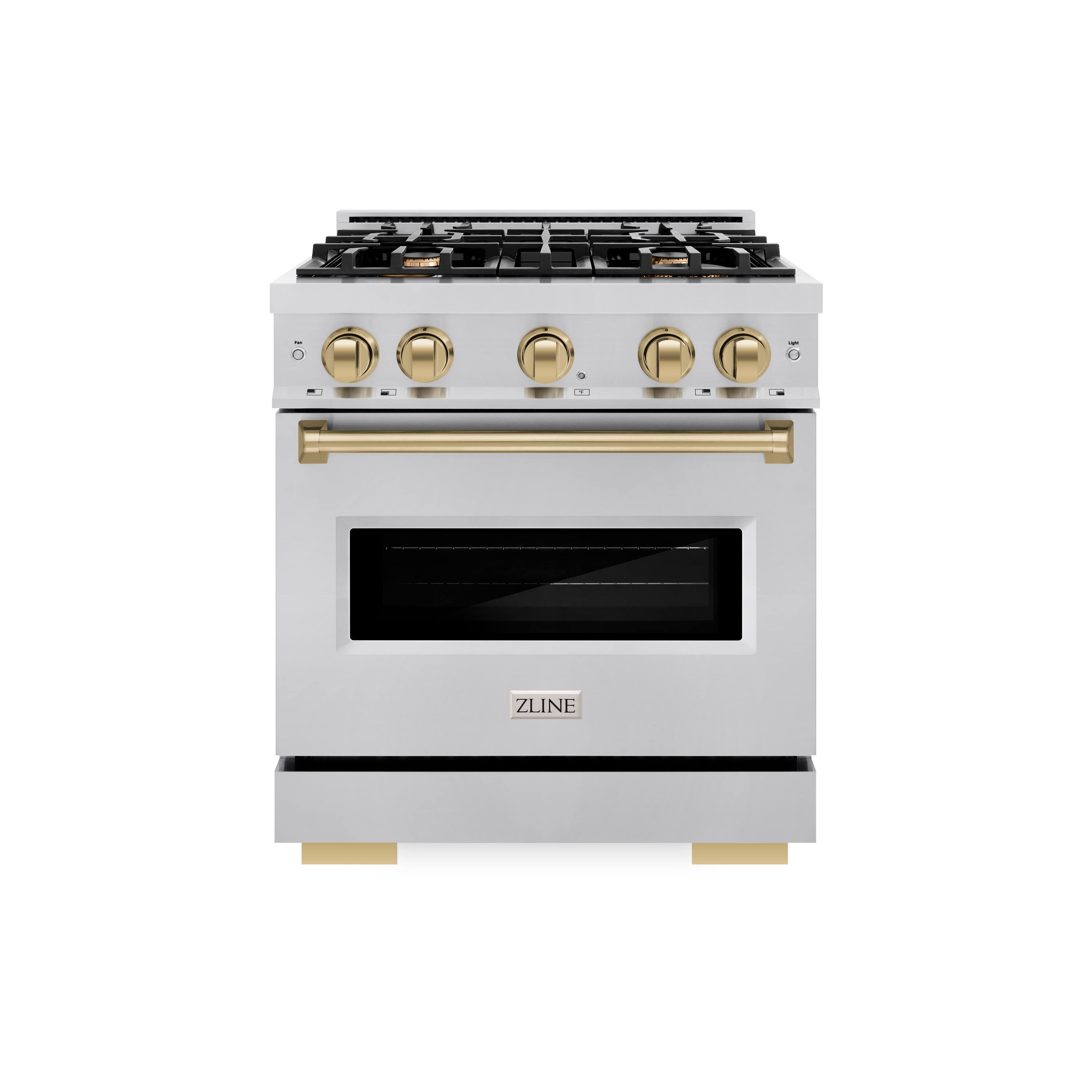 ZLINE - Autograph Edition 30" Classic Gas Range w/ 4 Burners & Champagne Bronze Accents (CGRZ-30-CB) - Stainless Steel
