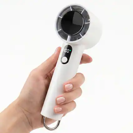Front. FosPower - Portable Fan Rechargeable Handheld Fan 5-Speed Turbo Fan Portable Personal Fan 3000mAh Cooling Mini Fan Travel Fan - White.