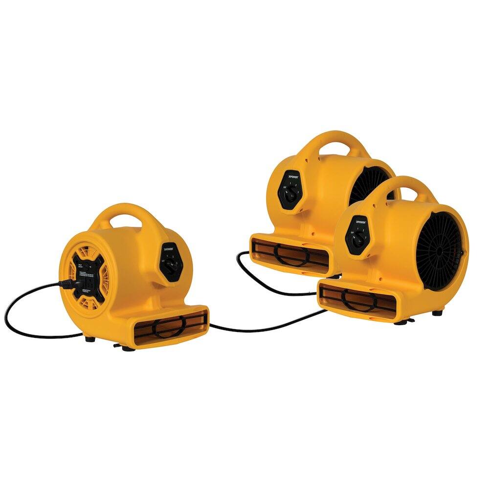 Alt View 5. XPOWER - 1/5 HP 800 CFM Multi-Purpose Mini Mighty Air Mover, Utility Fan, Dryer, Blower - Yellow.