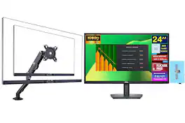 Dell - E2423H 24" FHD VA Monitor, Flicker Free, Anti-Glare, Low Blue Light, w/DKZ Hub & Ergoflexy Single Mount Arm - Black