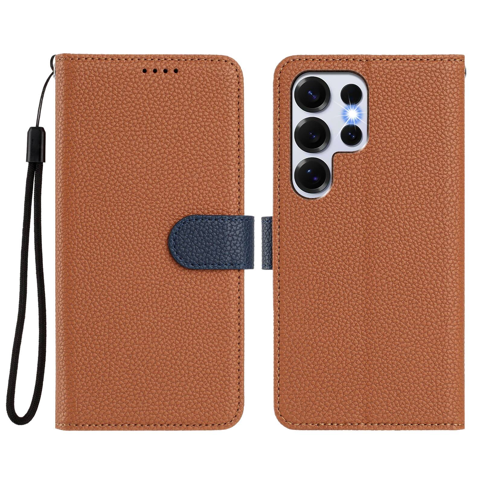Alt View 3. Dteck - Magnetic Detachable 2-in-1 Wallet Case for Samsung Galaxy S25 Ultra,PU Leather Flip Cover with Card Slots & Wrist Strap - Brown.