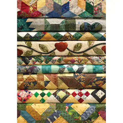 Angle. Outset Media - Outset Media: Cobble Hill 1000 Piece Puzzle: Grandma's Quilts - High Quality Jigsaw.