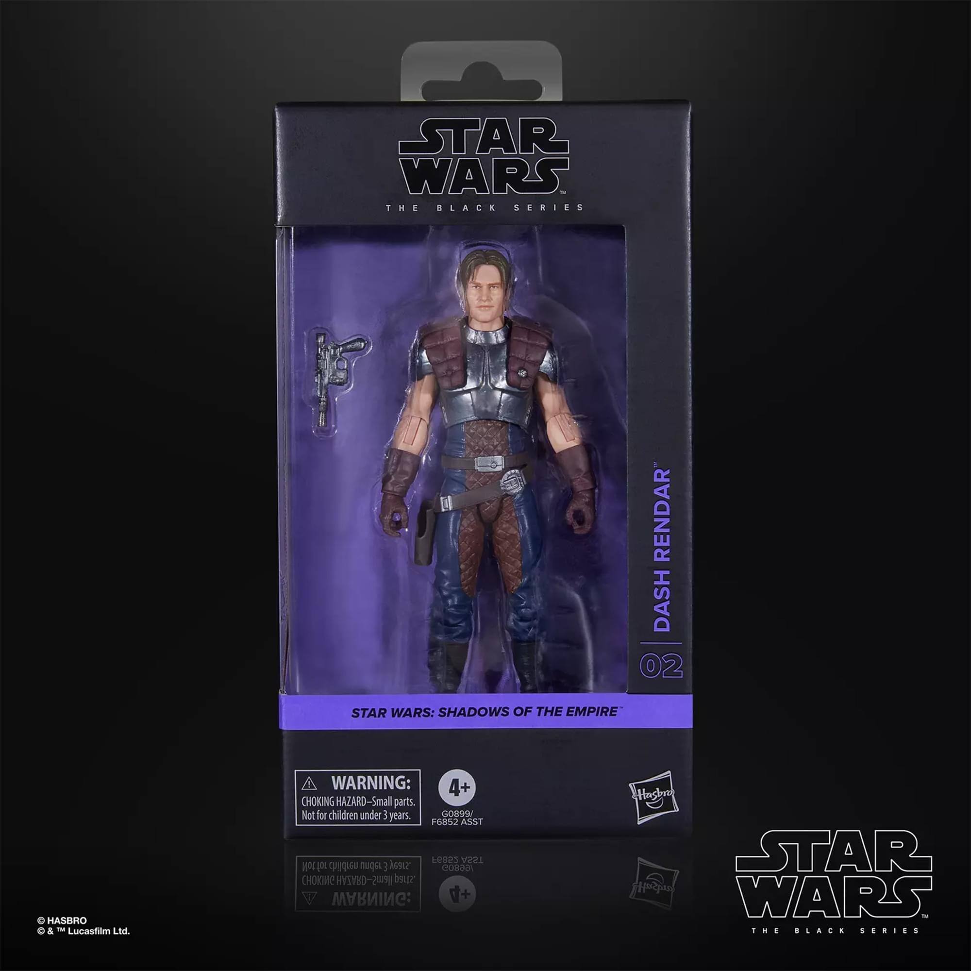 STAR WARS THE BLACK SERIES RENDAR DASH 02 STAR WARS: SHADOWS OF THE EMPIRE O HASBRO & TH Lucasfilm Ltd. WARNING: 4+ CHOKING HAZARD-Small parts. Not for children under 3 years. F6052 ASST HI WR toil O iq sapun I 1s 0OB OK HV0-209 bour WARNING: +1 Hnslo STAR WARS