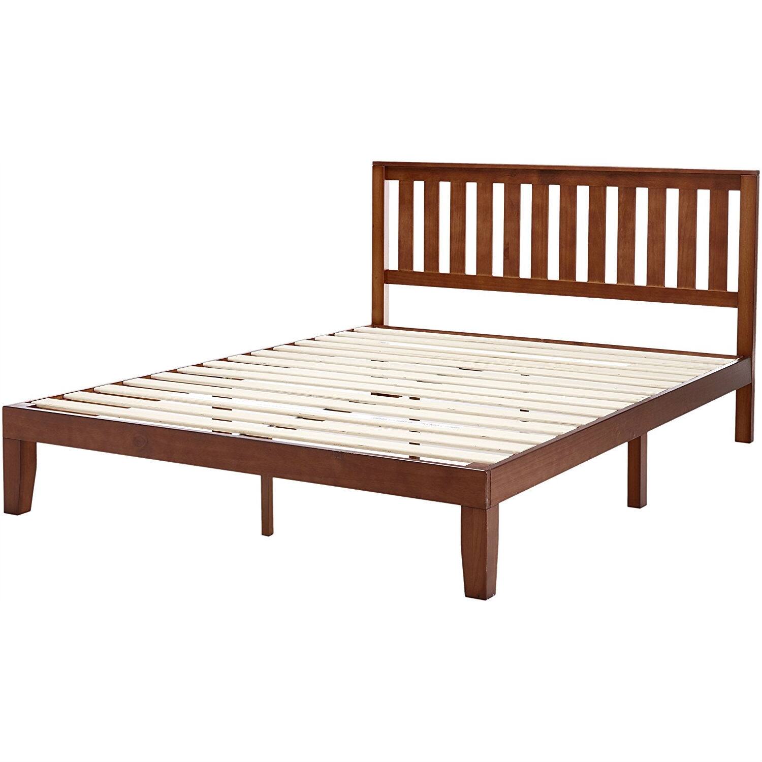 Angle. Hivvago - Hivvago Queen size Mission Style Solid Wood Platform Bed Frame with Headboard - Brown.