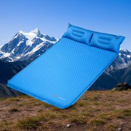 BreeBe - Self-Inflating Outdoor Sleeping Pad with Built-in Pillows and Carry Bag - Blue