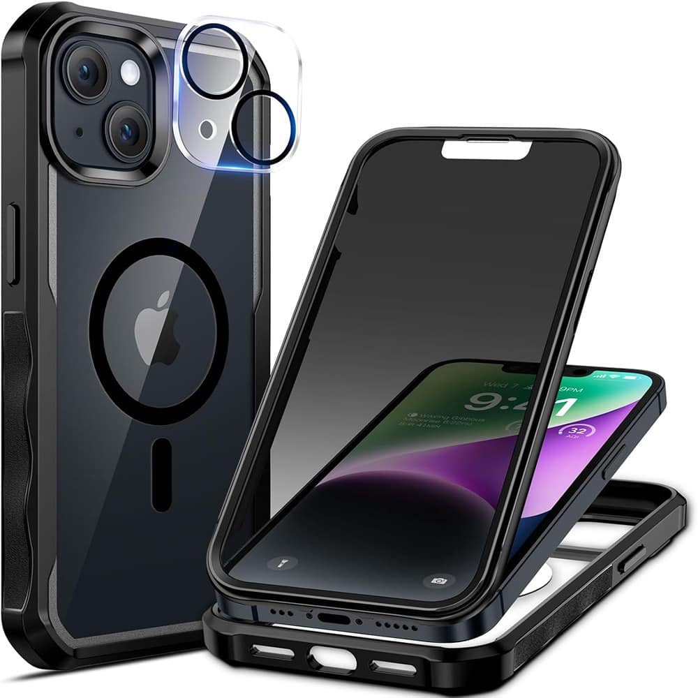 ACJPR - iPhone 14 Plus Case, Full Body Bumper, Tempered Glass Screen & Camera Protector - Color: Black Size: iPhone 14 Plus 6.7"