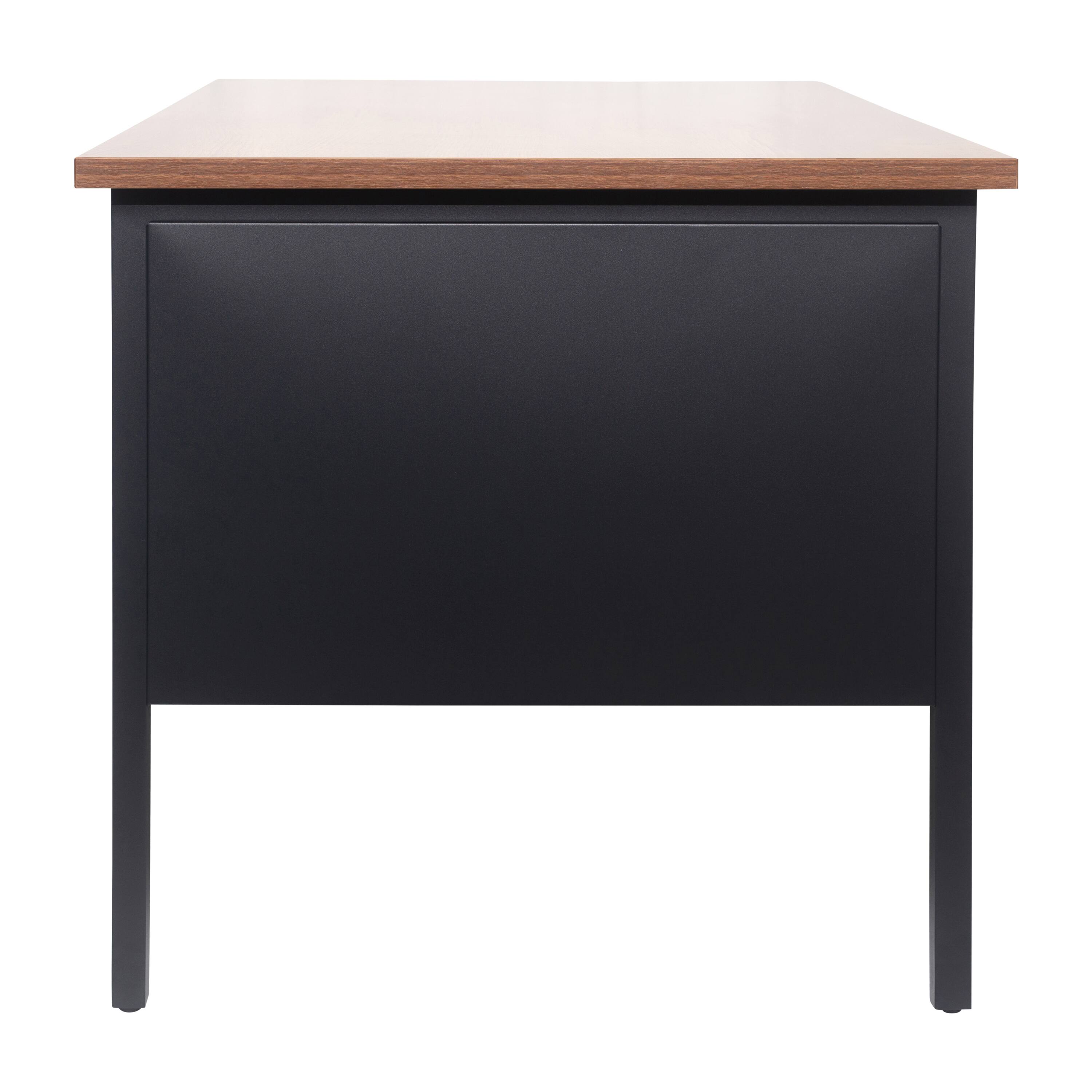 Left. Flash Furniture - Cambridge Commercial Grade 30x60 Right Side Single Pedestal Desk with 3 Locking Drawers, Walnut Top and Black Frame - Brown.